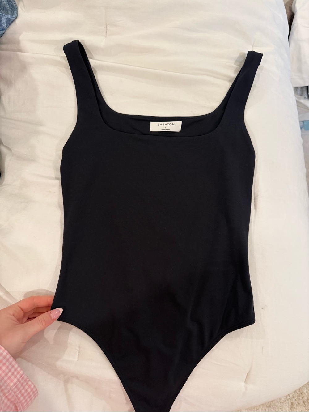 Babaton Black Square Neck Sleeveless Bodysuit